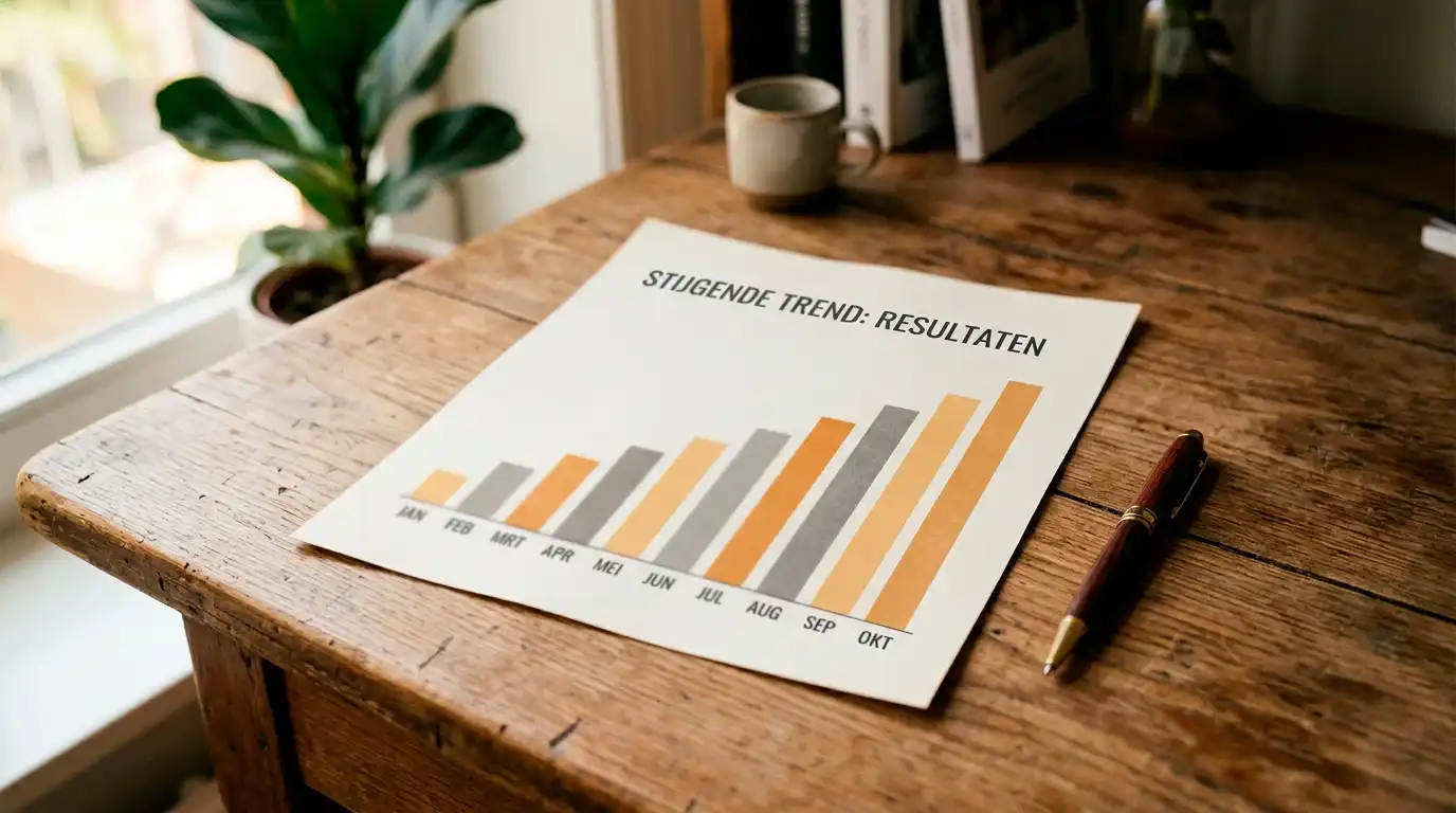 Eenvoudig oplopend staffel-schema op papier dat cashback-percentages per niveau visualiseert