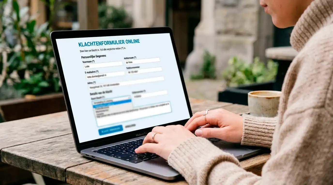 Casino Guru klachtformulier indienen op laptop