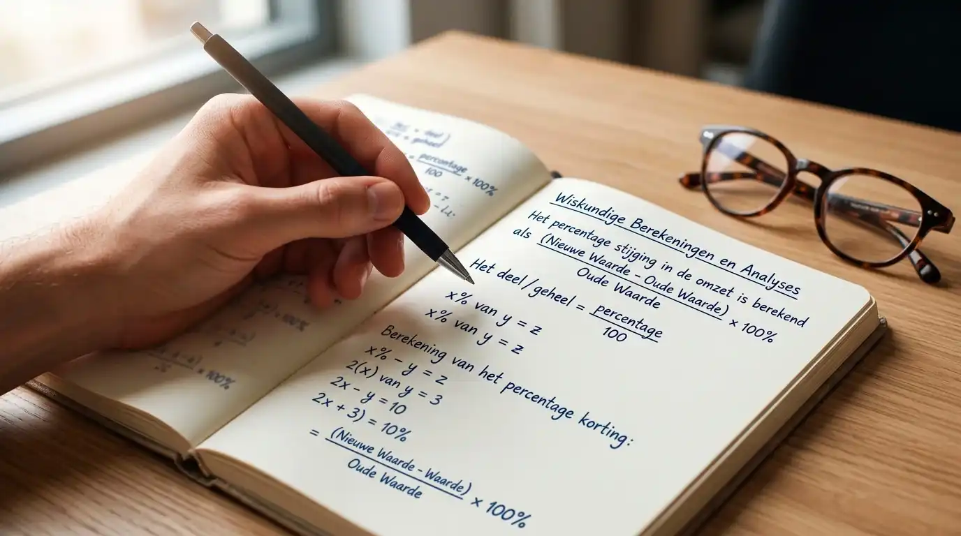 Handgeschreven berekening met formules op een vel papier dat de effectieve waarde van een cashback-aanbod illustreert