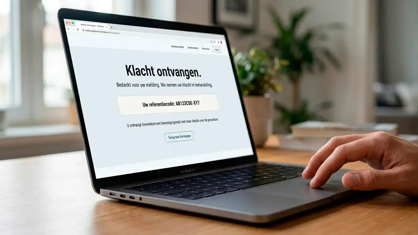 Klacht ontvangstbevestiging met referentienummer