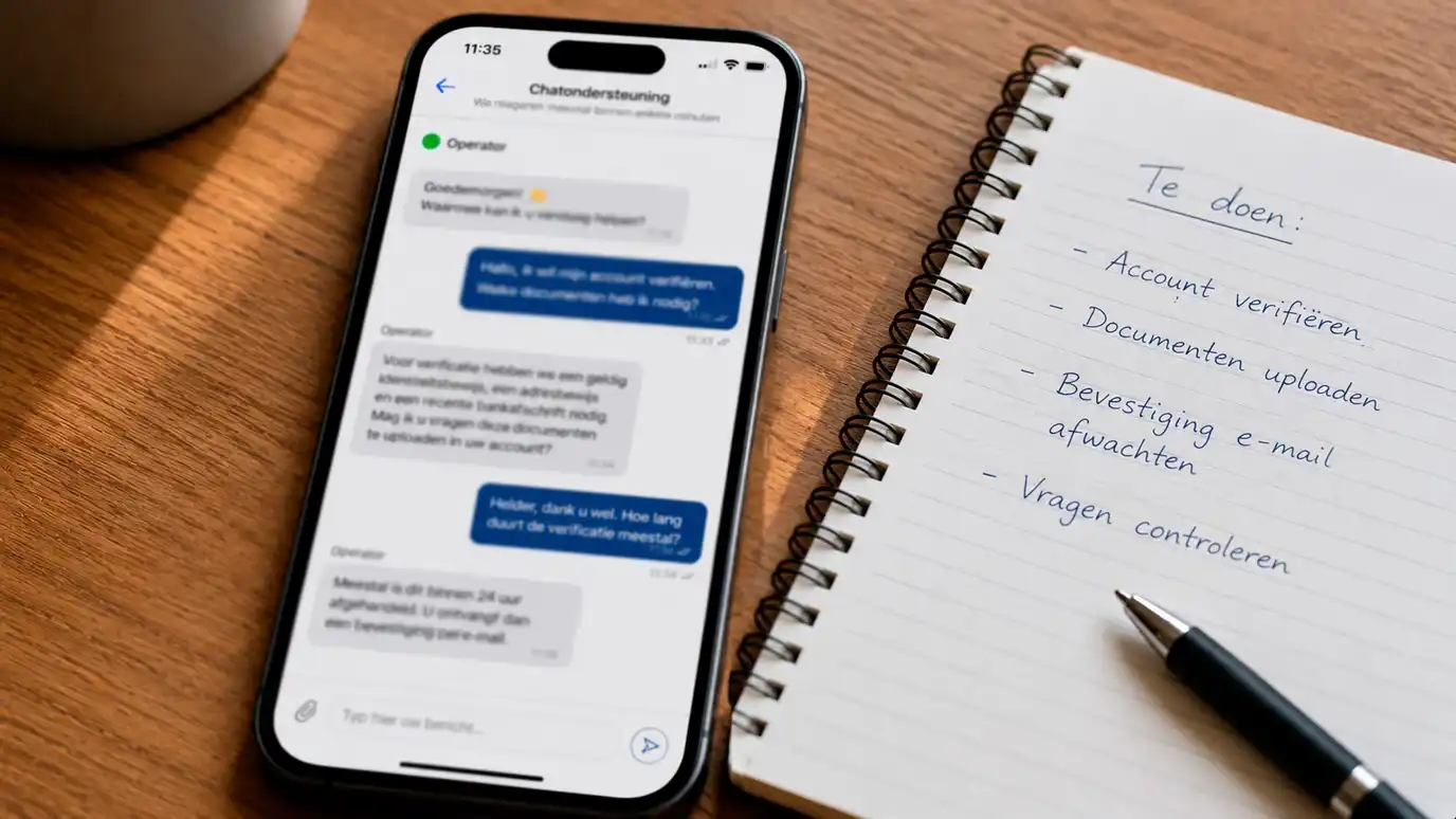 Bewijsstukken chatlogs en transactie-ID screenshots