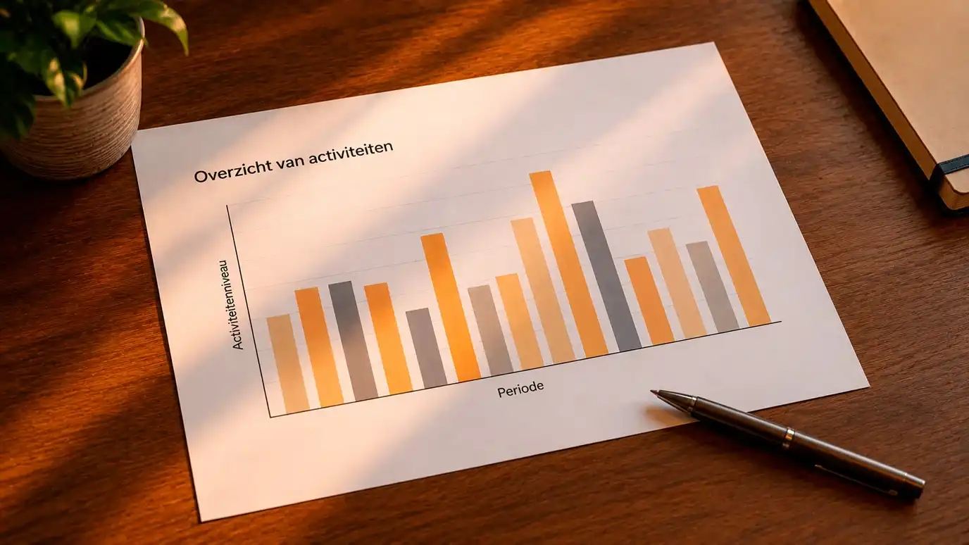 Eenvoudige staafvisualisatie zonder cijfers die de spreiding van klachten-categorieën weergeeft