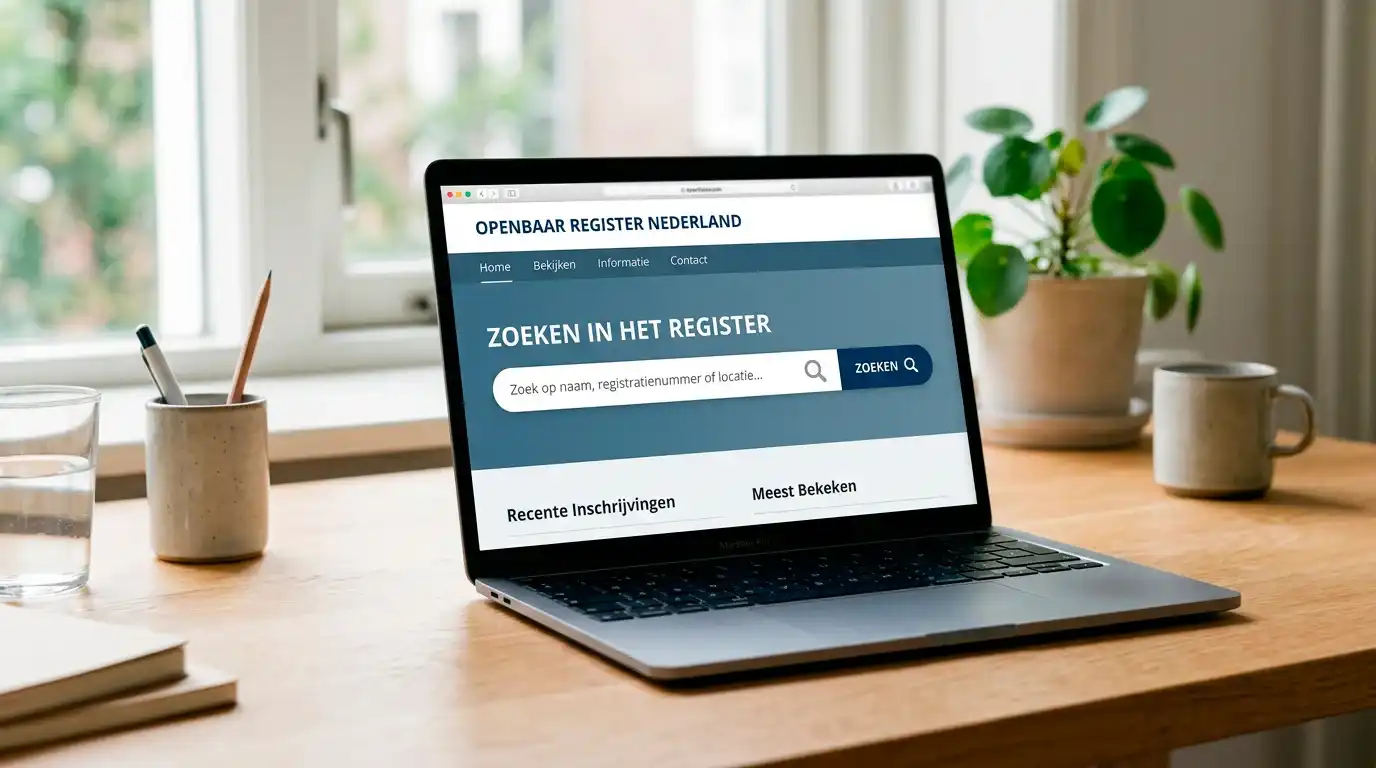 KSA-register zoekveld op laptopscherm