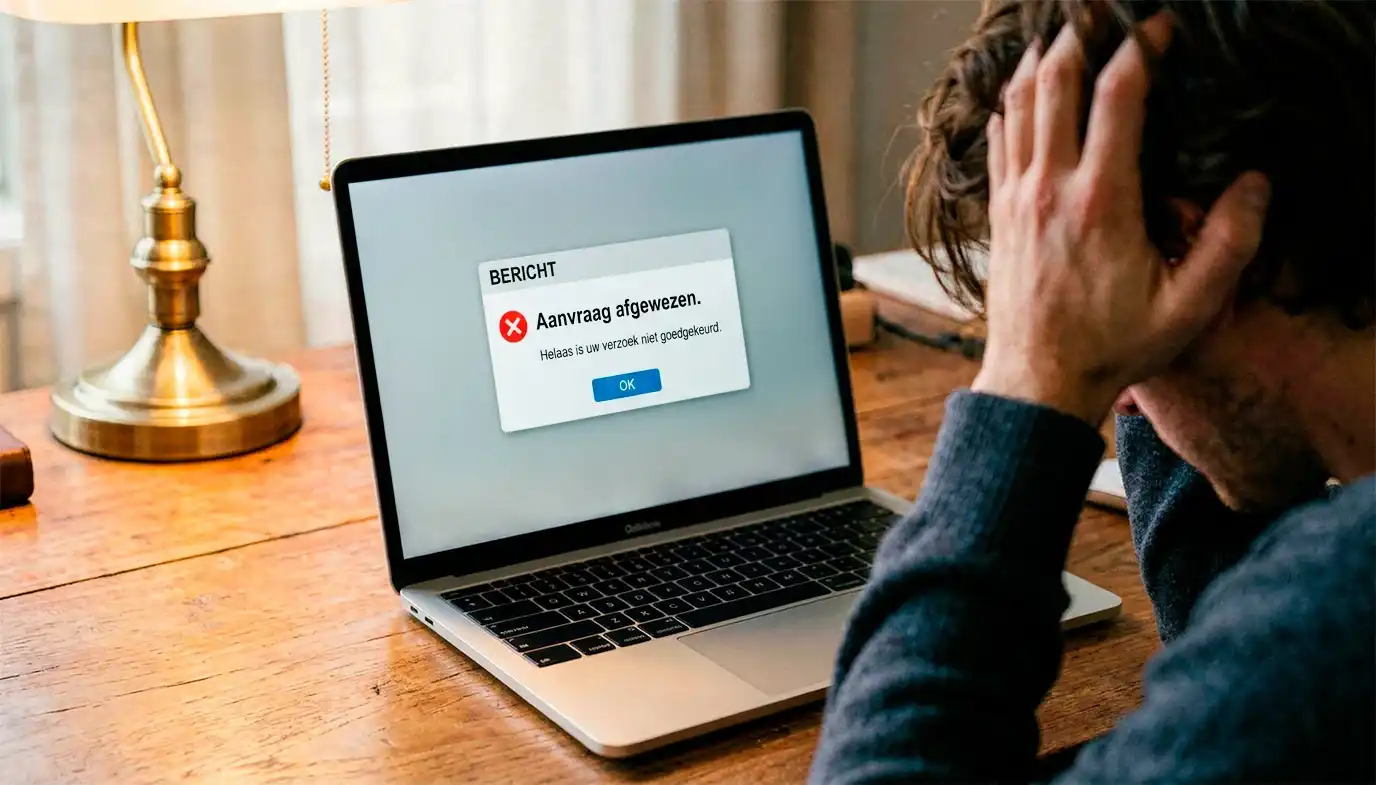 Laptopscherm met een melding dat een verificatie is mislukt en opnieuw moet worden ingediend