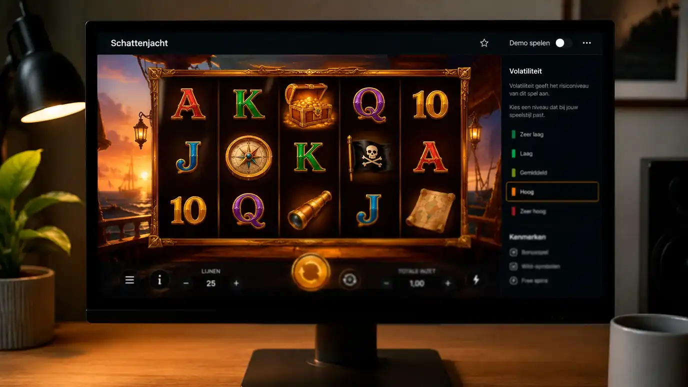 Spelinterface van een slot met een volatiliteitsindicator in een verticale meter