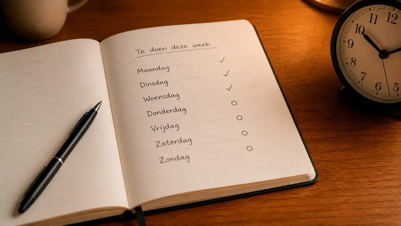 Een notitieboekplanning met dagen afgevinkt om de wagering-vervaltermijn aan te geven