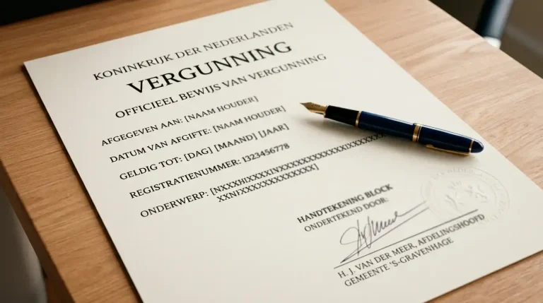 Officieel licentie-document van een Curaçao gokoperator op een houten bureau met stempel