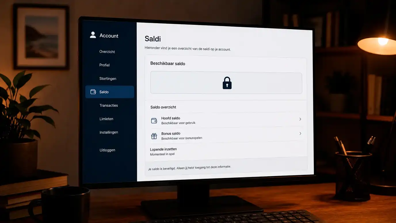 Symbolische voorstelling van een vergrendeld saldoveld op een gokrekening-interface
